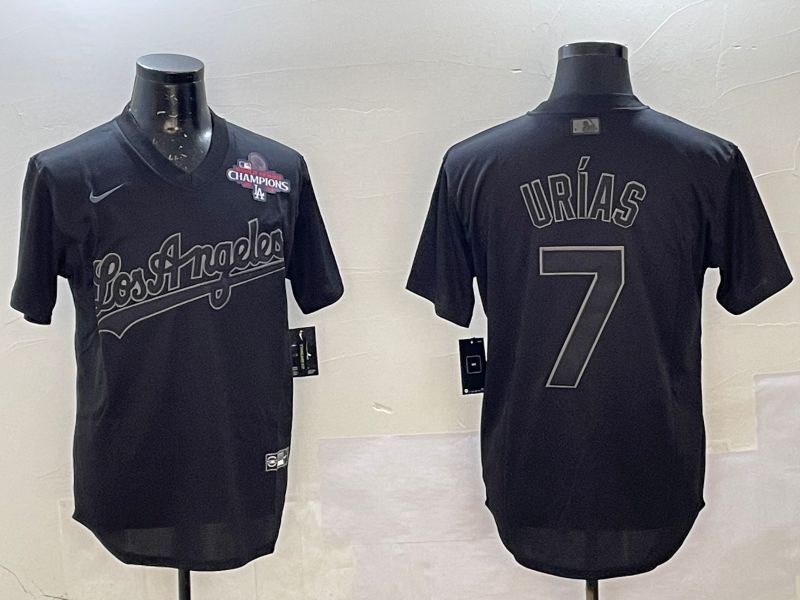 Men Los Angeles Dodgers 7 Urias Black Throwback Game 2025 Nike MLB Jersey style 02253